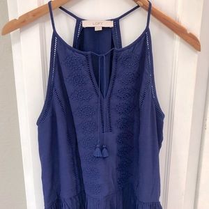 LOFT Blue Crochet Detail Dress